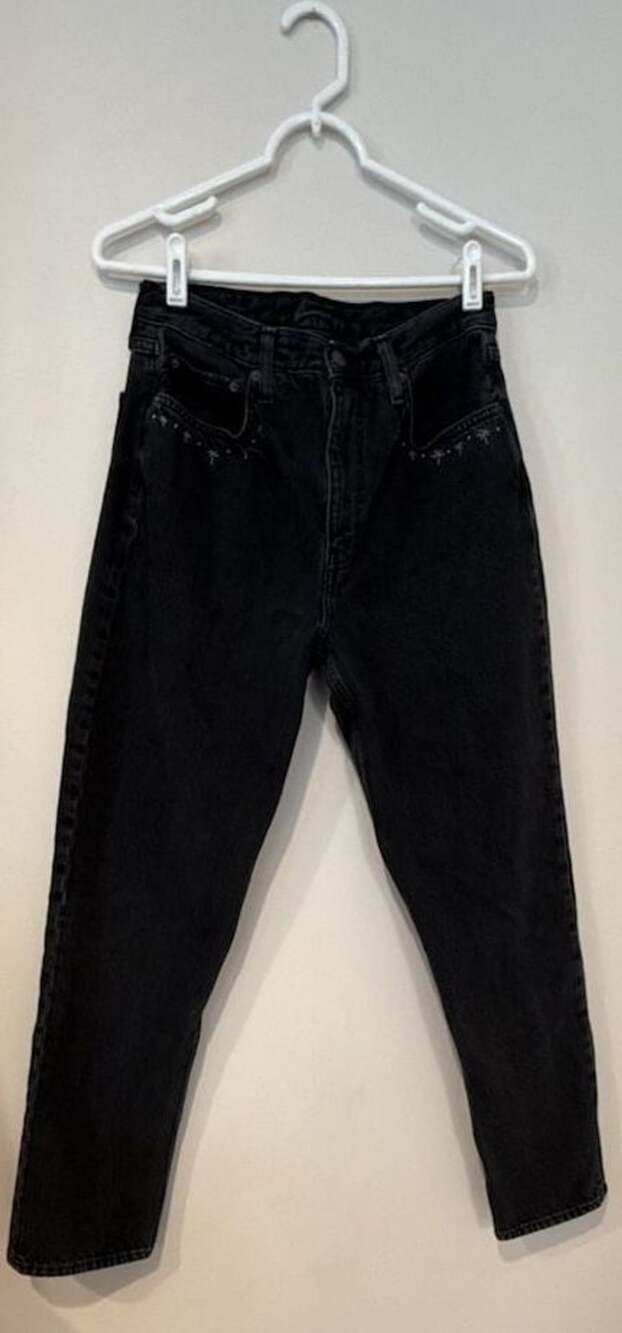 etica Denim Jeans Size 28 Black Embroidered Star Slim Straight